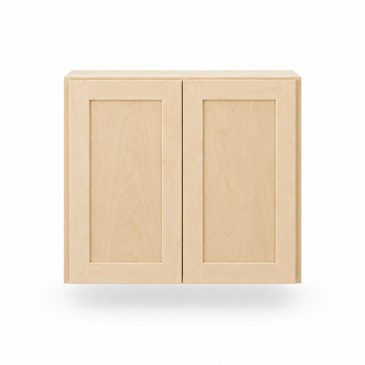 Wall cabinet with two shaker doors, natural maple, front view