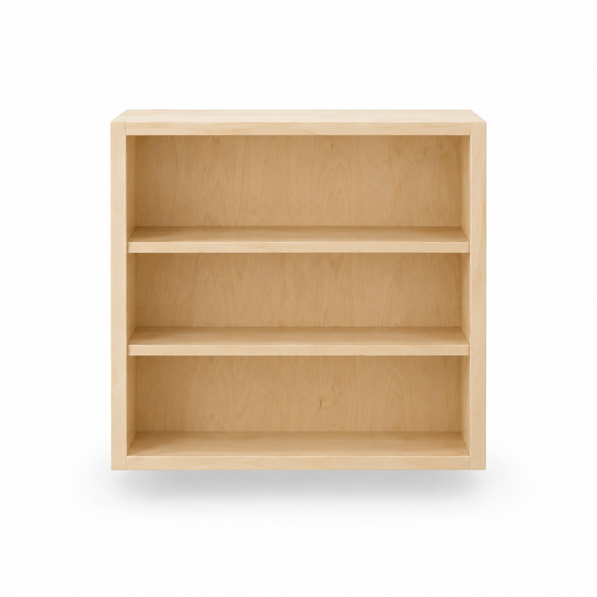 Open wall cabinet with shelves, natural maple