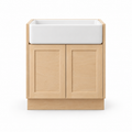 Farmhouse sink base cabinet with apron front sink, natural maple