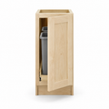 Trash pullout base cabinet with two bins, natural maple