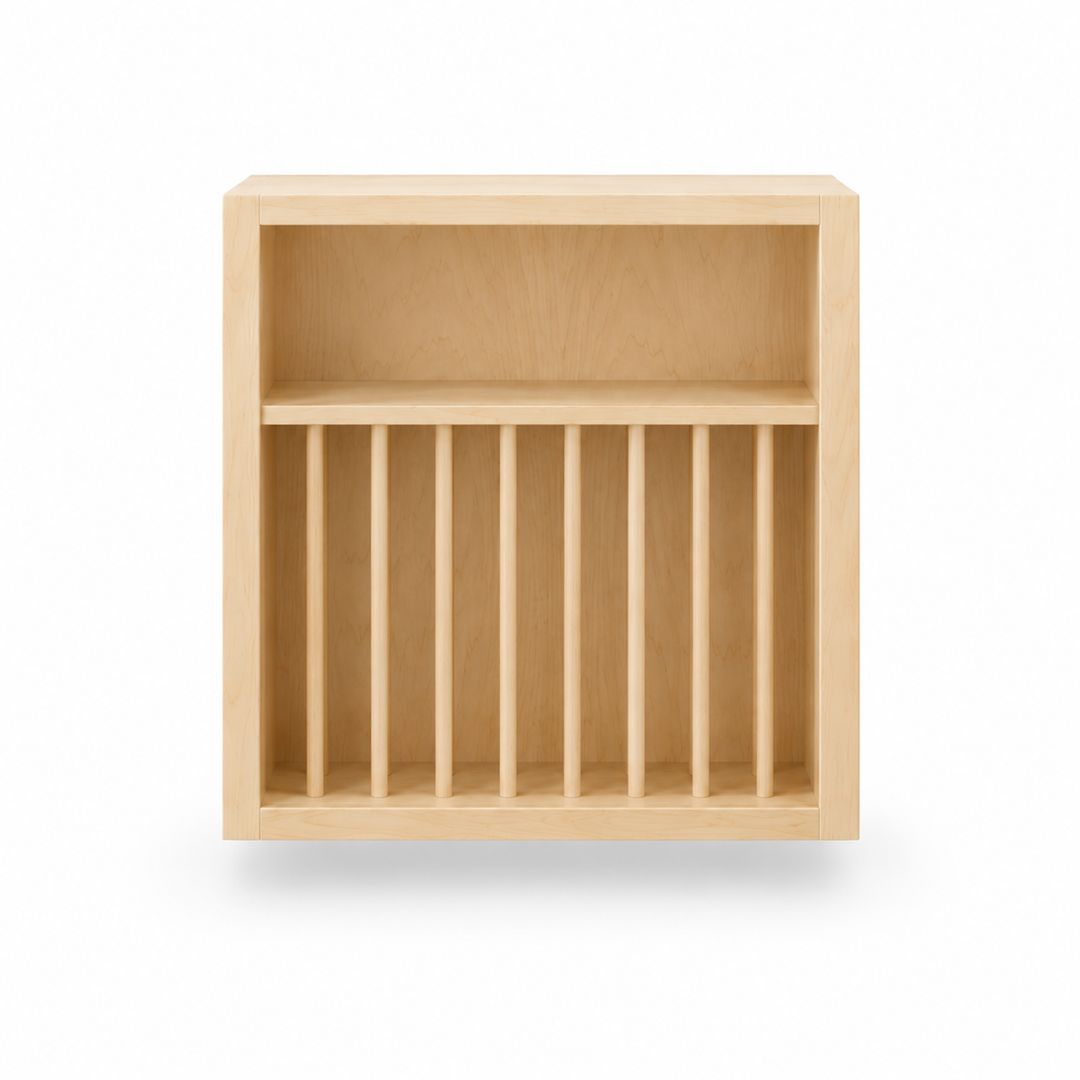 Plate rack wall cabinet, natural maple