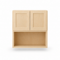 Microwave wall cabinet with doors above, natural maple