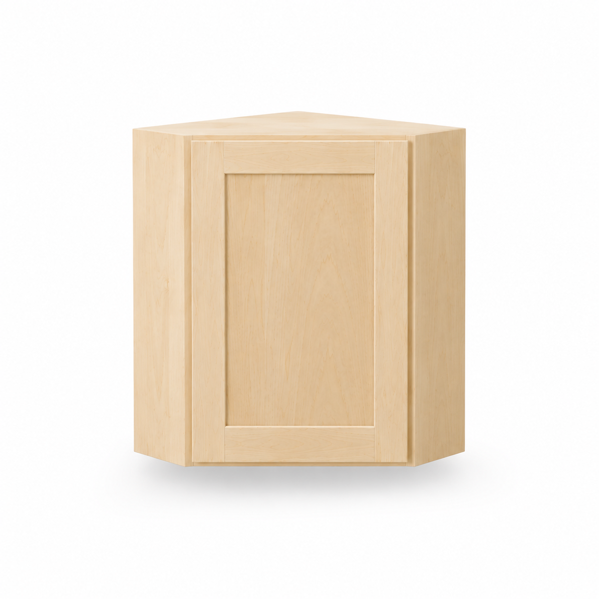 Diagonal corner wall cabinet, natural maple